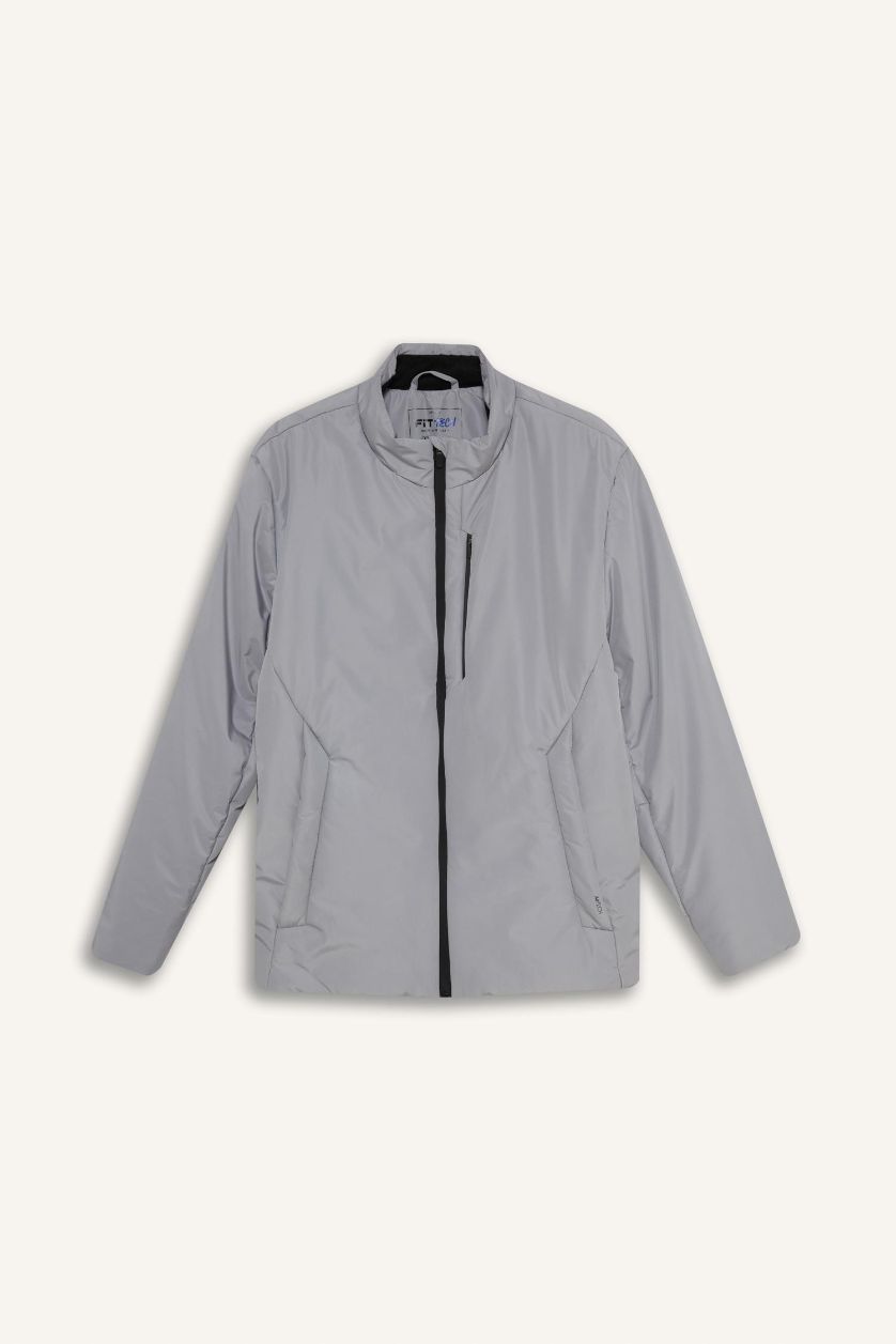 رجالي رمادي جاكيت وتر بروف مطبوع سليم فيت من DeFactoFit