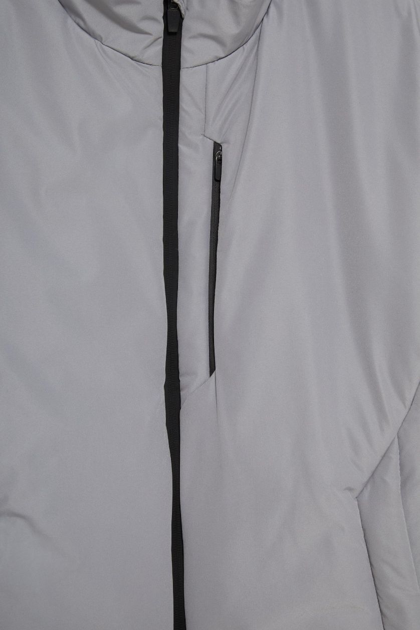 رجالي رمادي جاكيت وتر بروف مطبوع سليم فيت من DeFactoFit