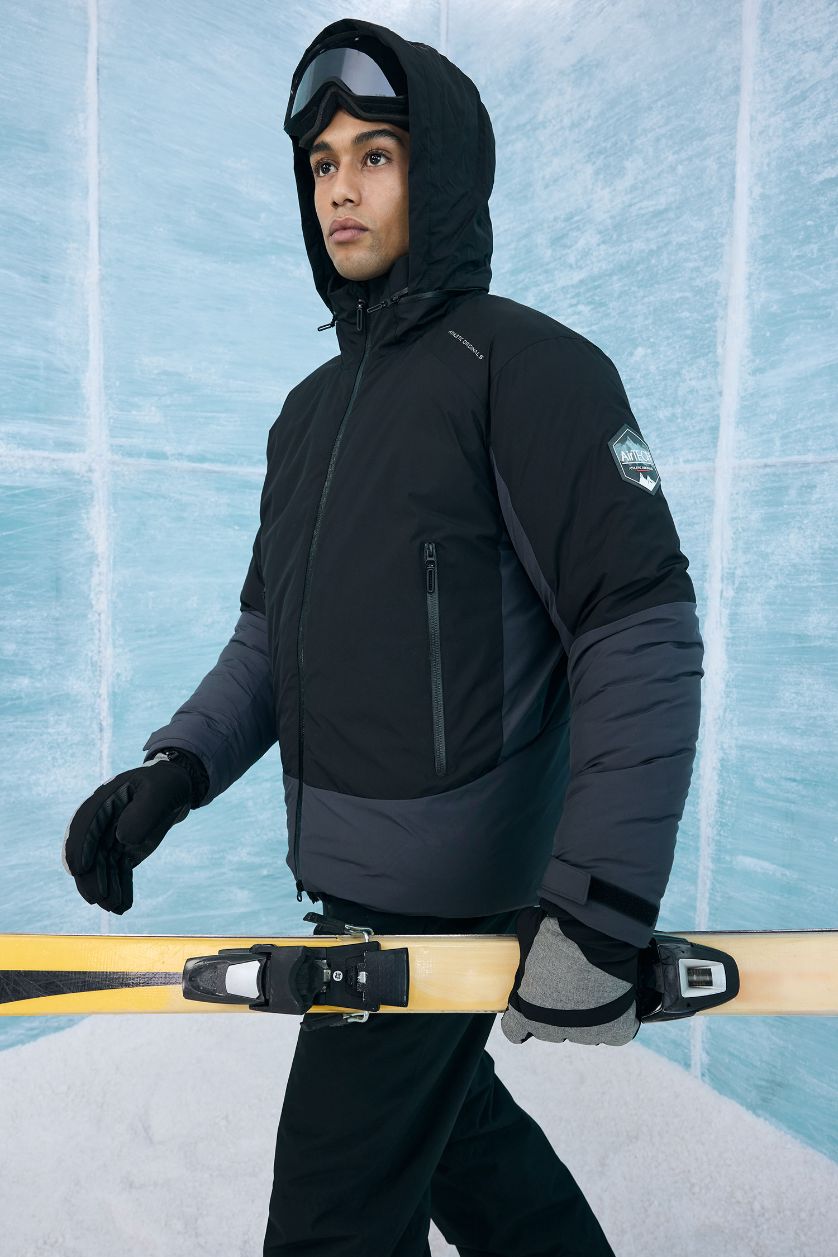 Erkek Siyah Su İtici Regular Fit Kapüşonlu Fermuarlı Rüzgar Geçirmez Mont