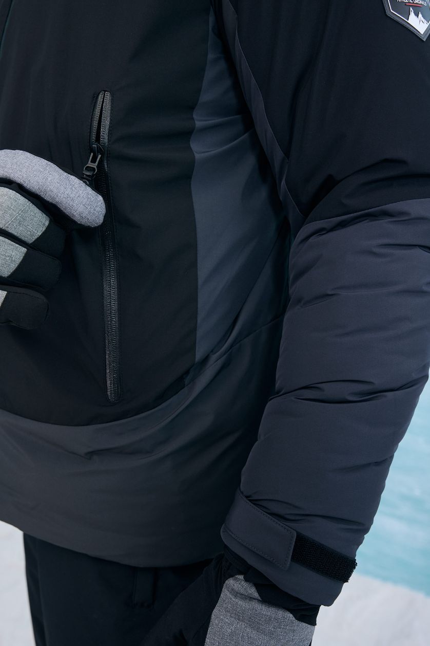 Erkek Siyah Su İtici Regular Fit Kapüşonlu Fermuarlı Rüzgar Geçirmez Mont