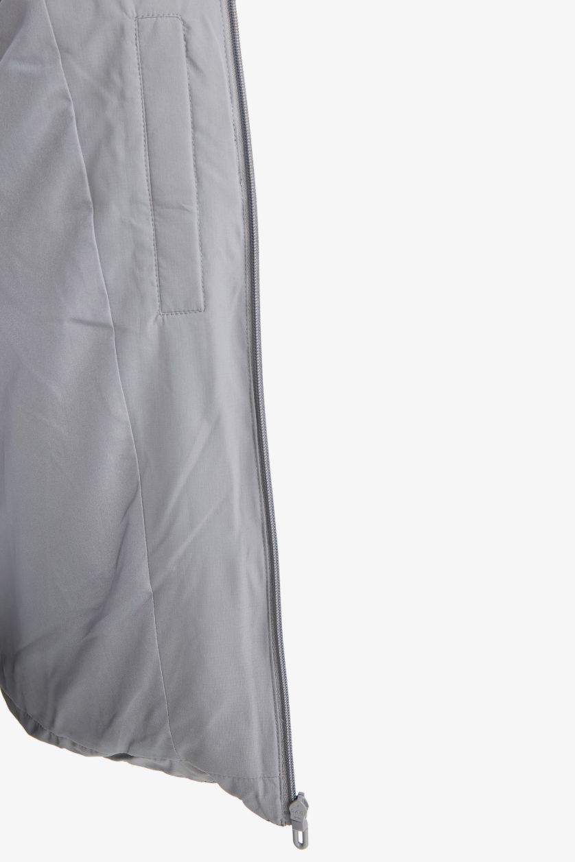 Erkek Açık Gri Su İtici Regular Fit Kapüşonlu Fermuarlı Rüzgar Geçirmez Mont