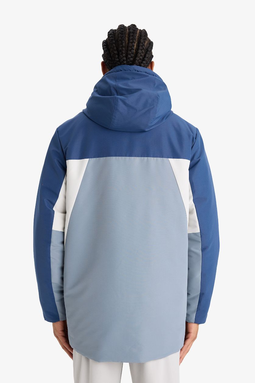 MAN Indigo DeFactoFit Regular Fit Hooded Zippered Waterproof Jacket