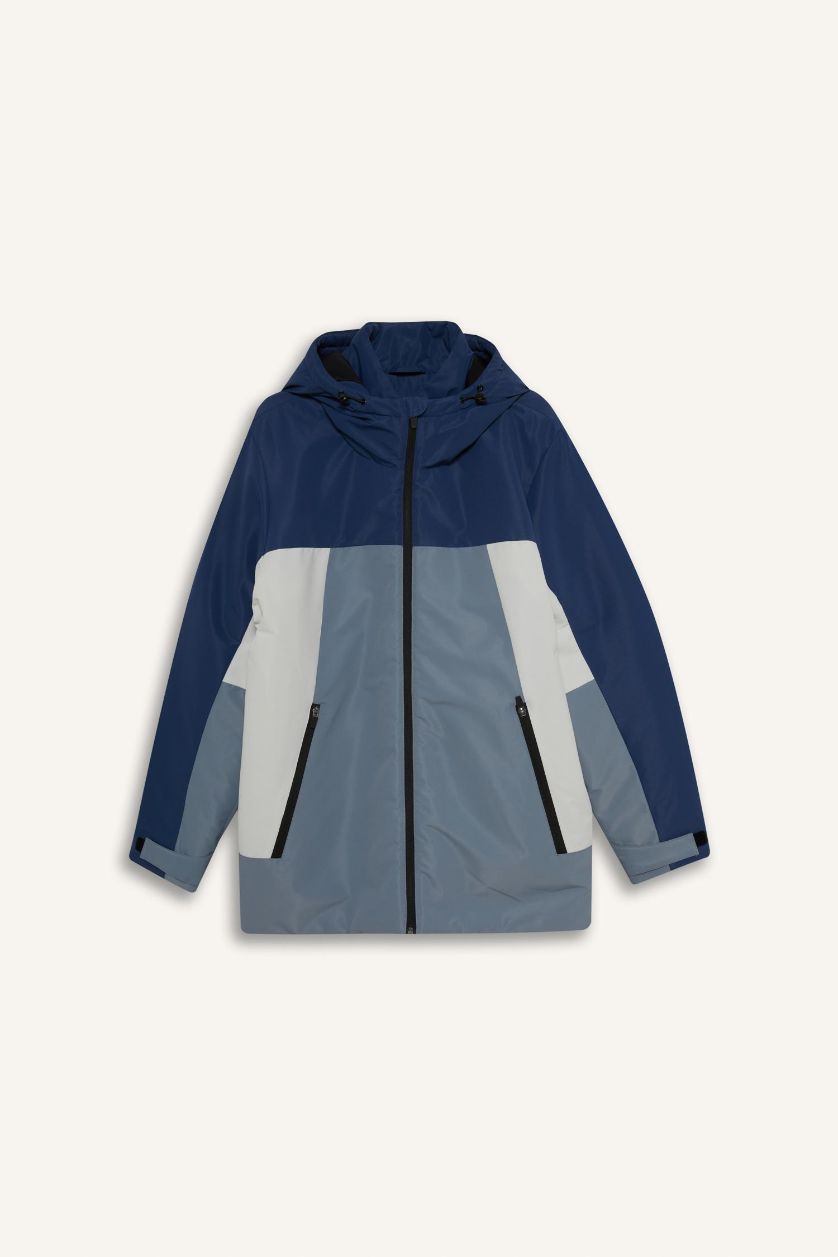 MAN Indigo DeFactoFit Regular Fit Hooded Zippered Waterproof Jacket