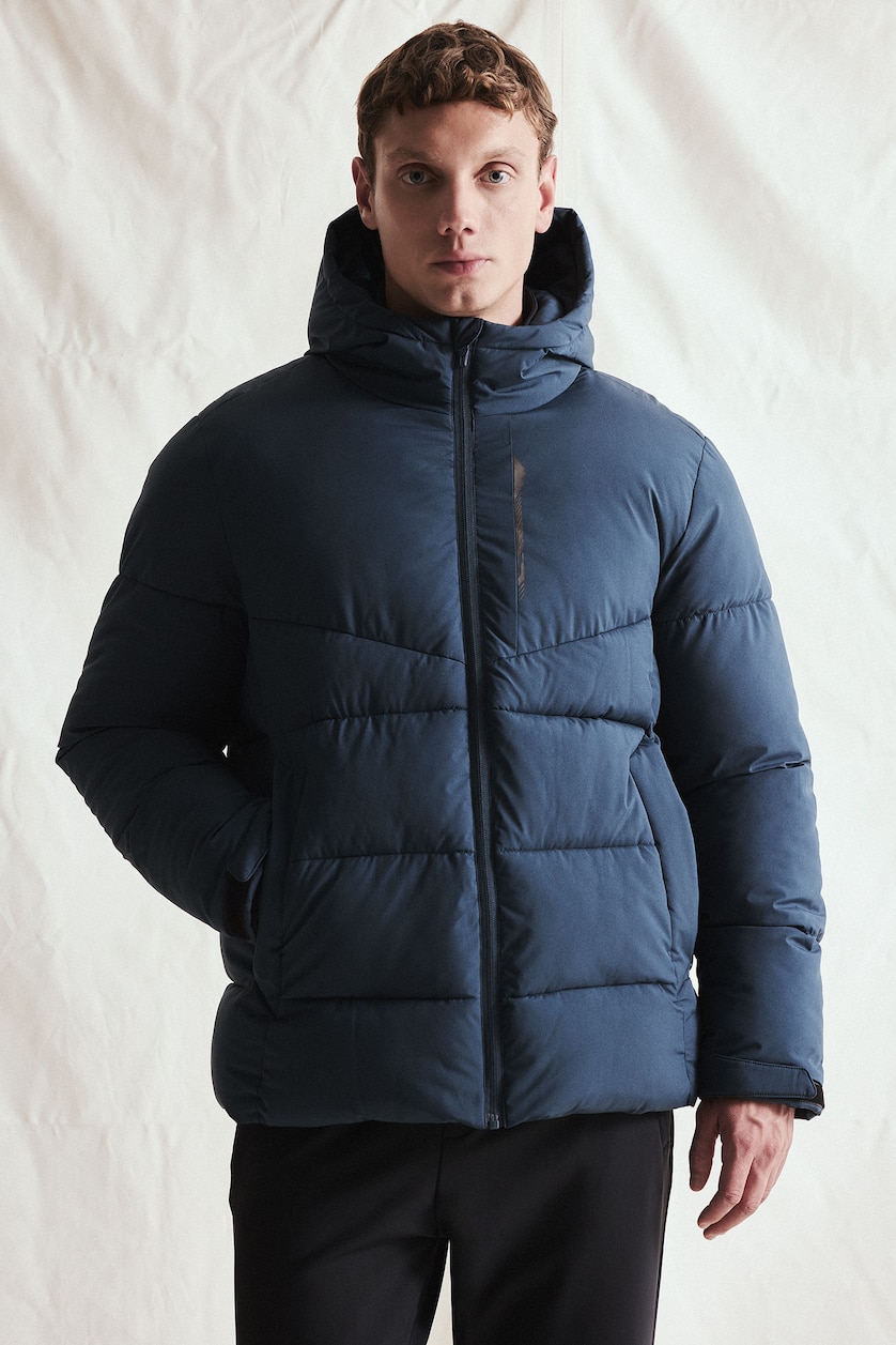 Men NAVY Regular Fit Water-Repellent Windproof Hooded Jacket
