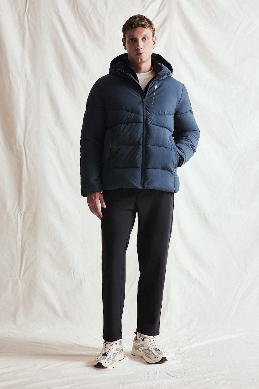 Men NAVY Regular Fit Water-Repellent Windproof Hooded Jacket
