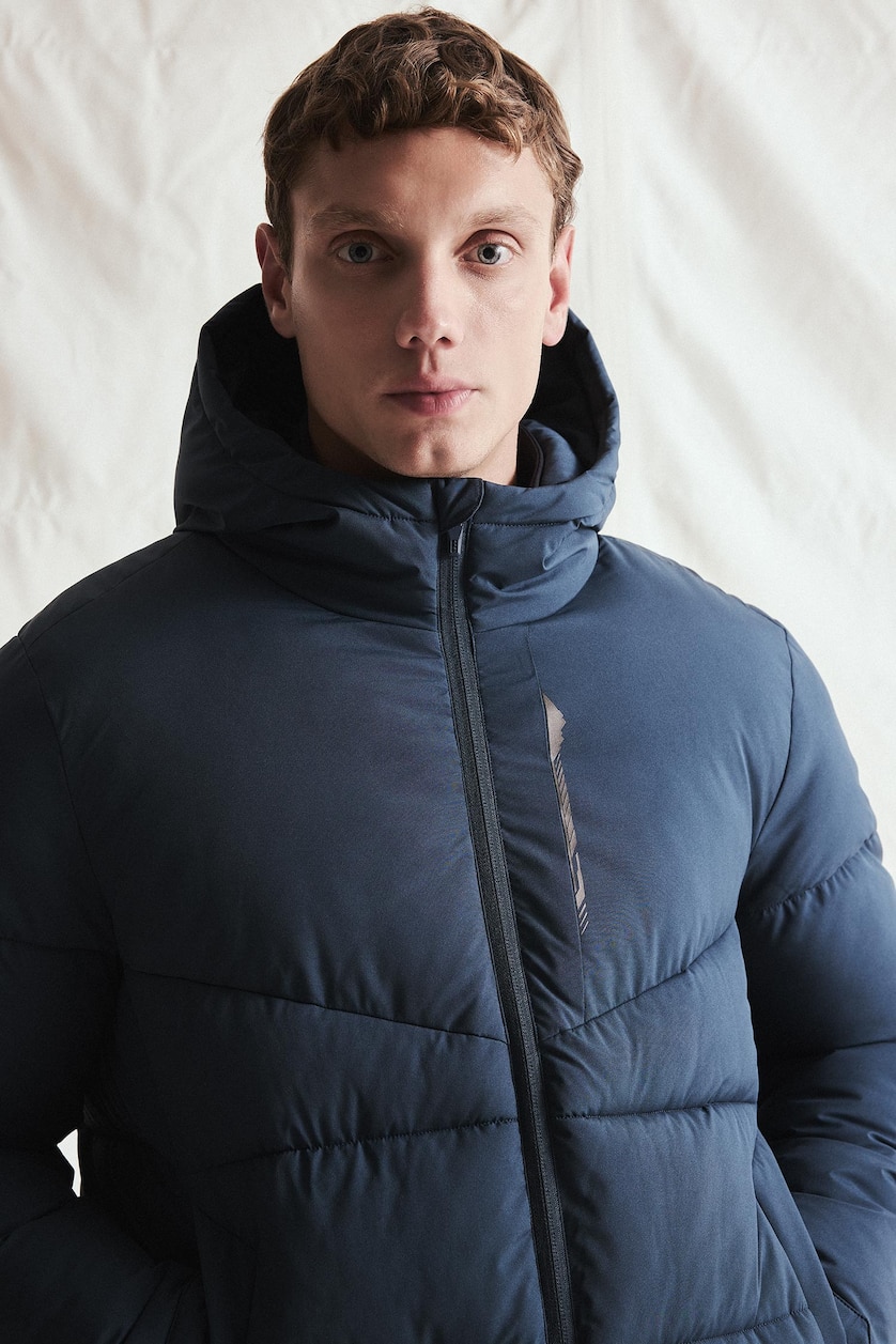 Men NAVY Regular Fit Water-Repellent Windproof Hooded Jacket