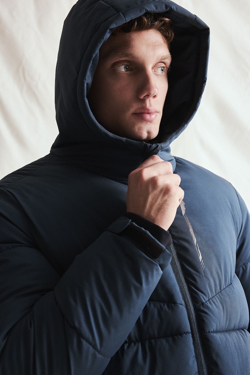 Men NAVY Regular Fit Water-Repellent Windproof Hooded Jacket