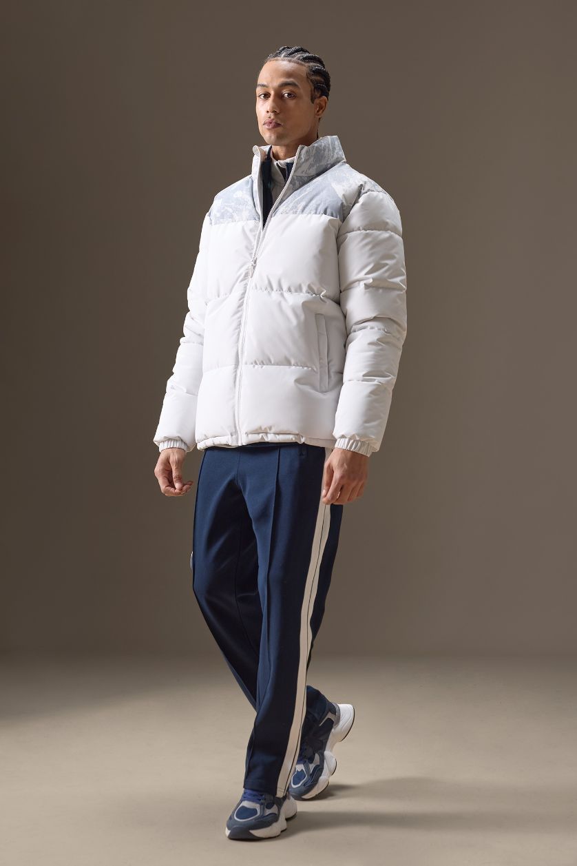 Erkek Taş Su İtici Oversize Geniş Kalıp Fermuarlı Rüzgar Geçirmez Şişme Mont