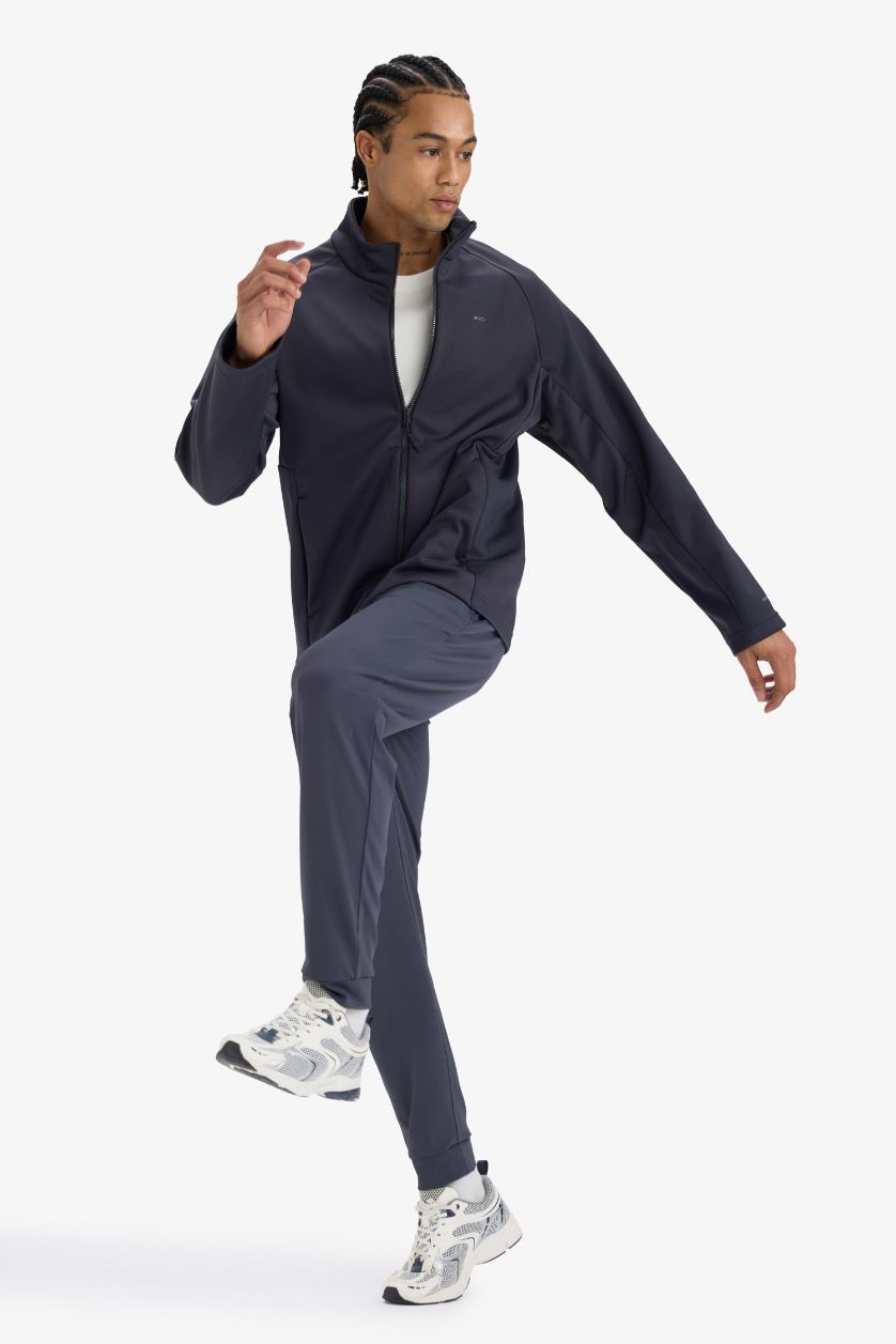 Мужчины Антрацит Водонепроницаемая куртка Softshell Slim Fit с молнией DeFactoFit.