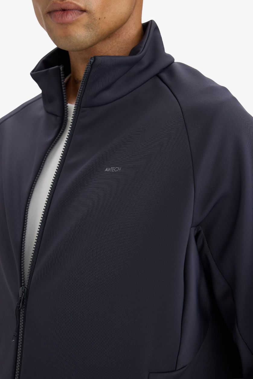 Мужчины Антрацит Водонепроницаемая куртка Softshell Slim Fit с молнией DeFactoFit.