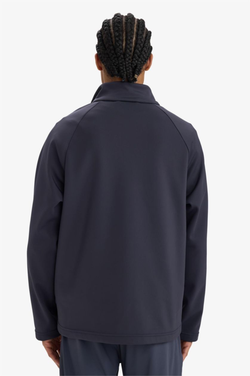 Мужчины Антрацит Водонепроницаемая куртка Softshell Slim Fit с молнией DeFactoFit.