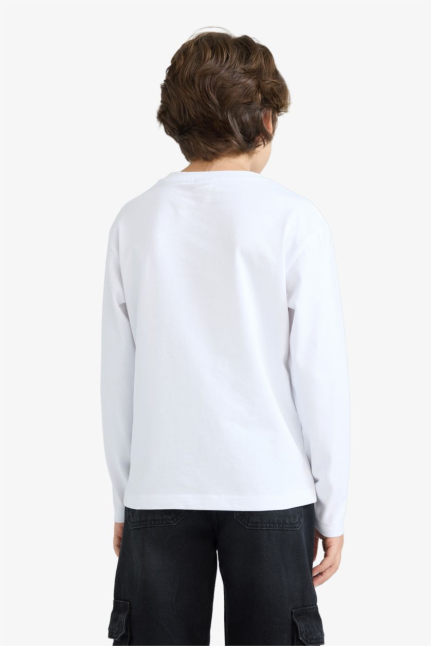 أولاد Violet Beyaz تيشيرت ولادي ردن طويل وقصة عادية