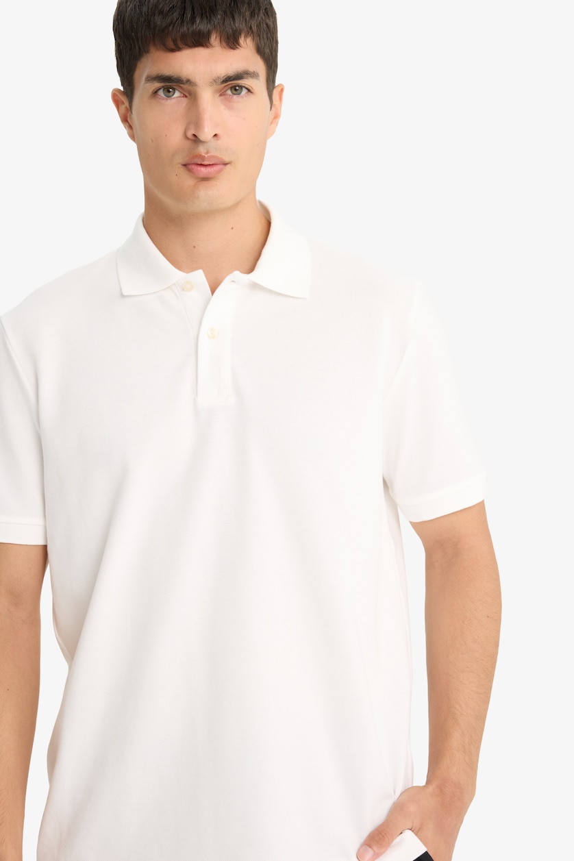 Erkek Kırık Beyaz %100 Pamuk Regular Fit Polo Tişört