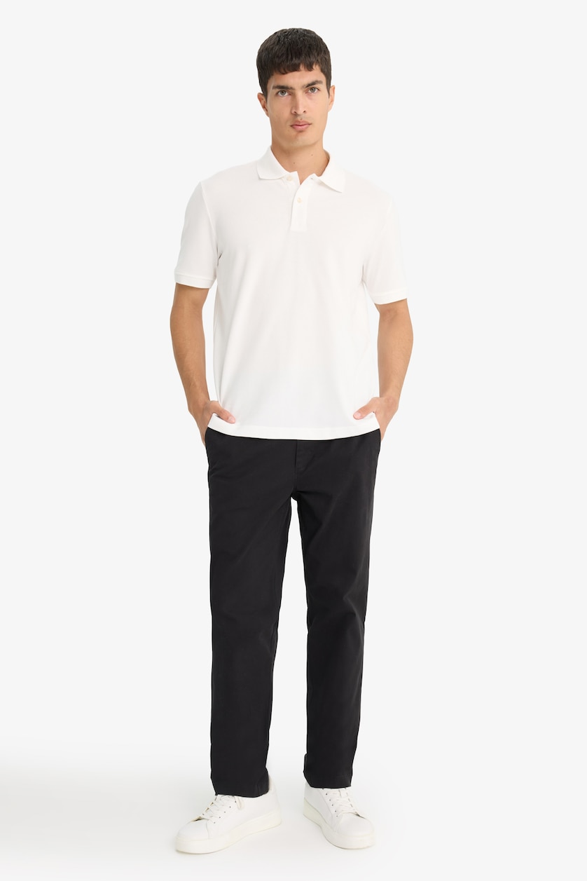 Erkek Kırık Beyaz %100 Pamuk Regular Fit Polo Tişört