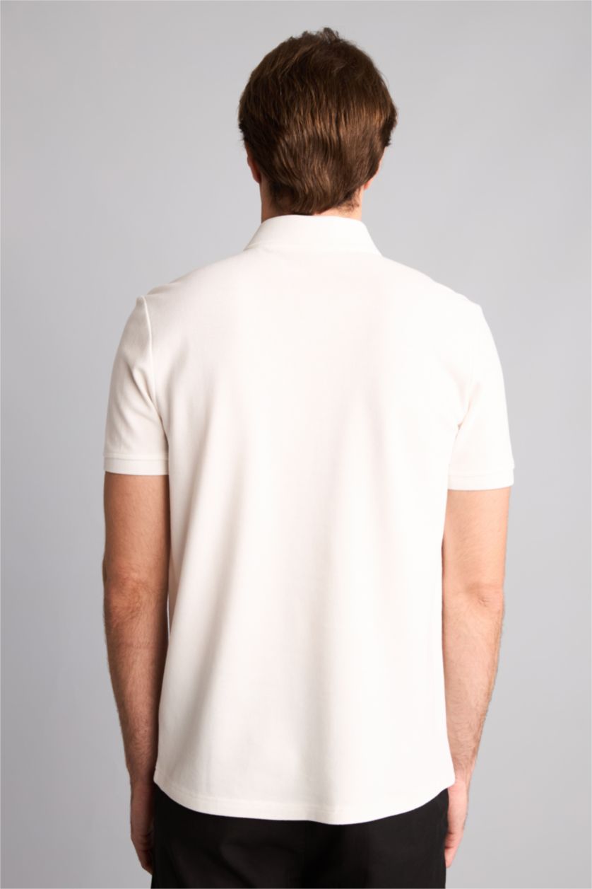 HOMME Blanc T-shirt polo 100% coton Coupe régulière