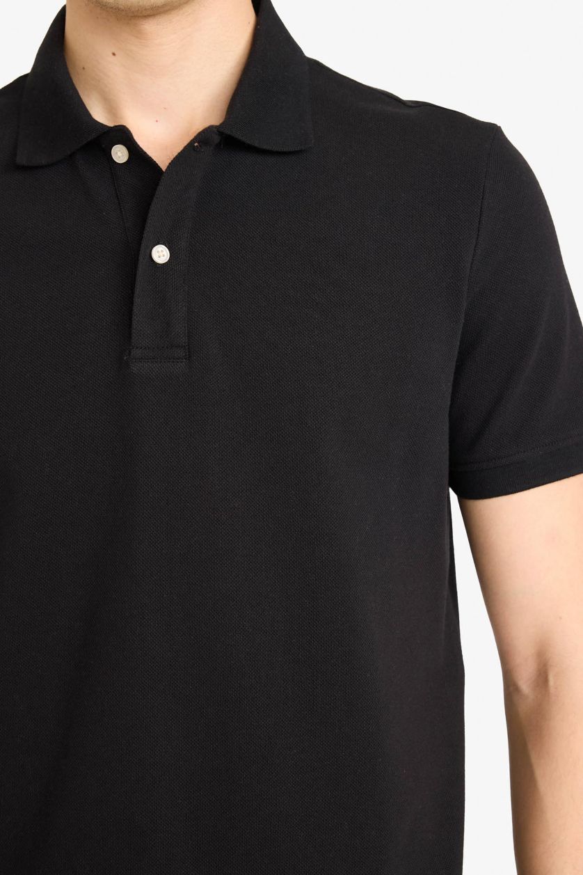 Erkek Siyah %100 Pamuk Polo Tişört