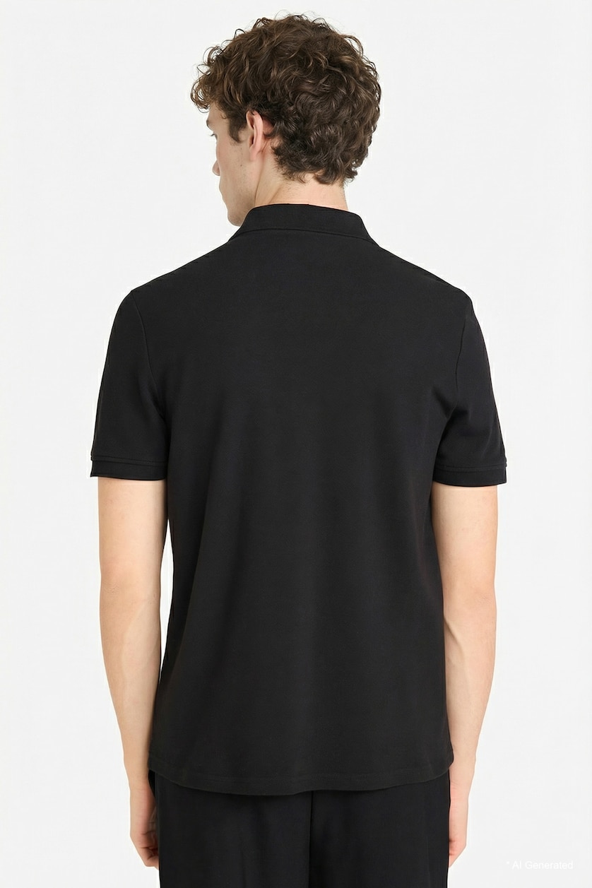 Erkek Siyah %100 Pamuk Regular Fit Polo Tişört