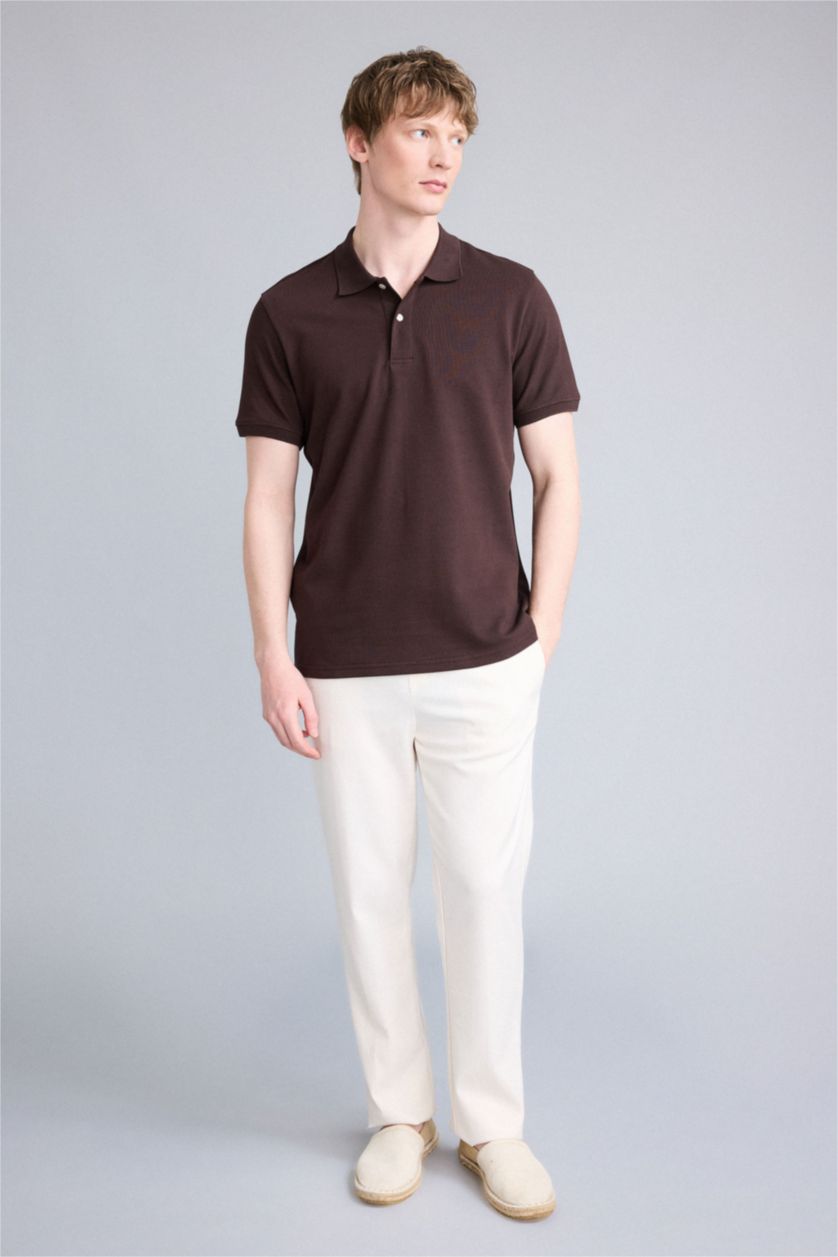 Erkek Kahve %100 Pamuk Polo Tişört