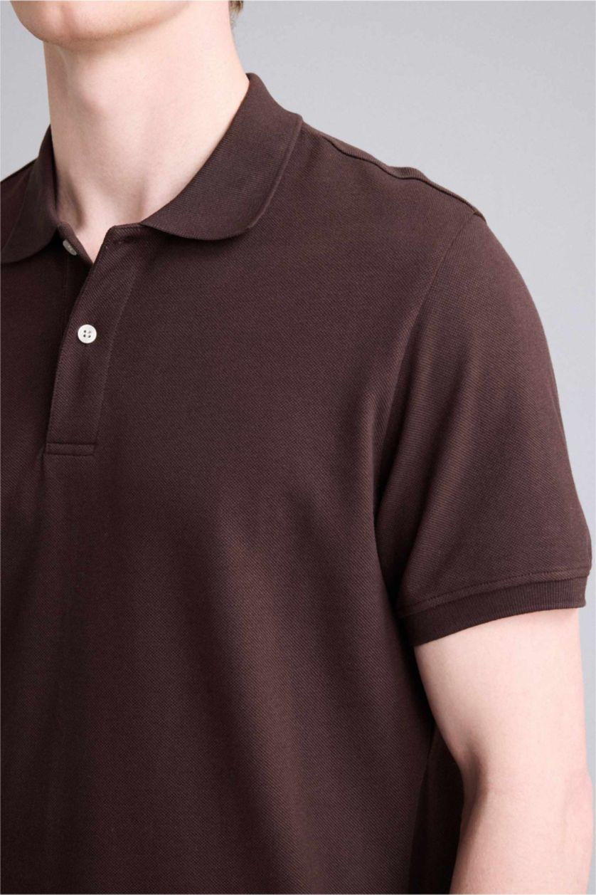 Erkek Kahve %100 Pamuk Polo Tişört