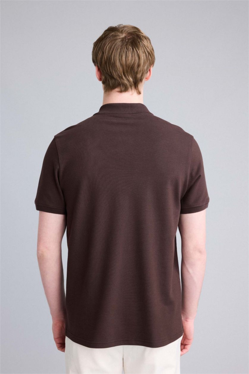 Erkek Kahve %100 Pamuk Polo Tişört