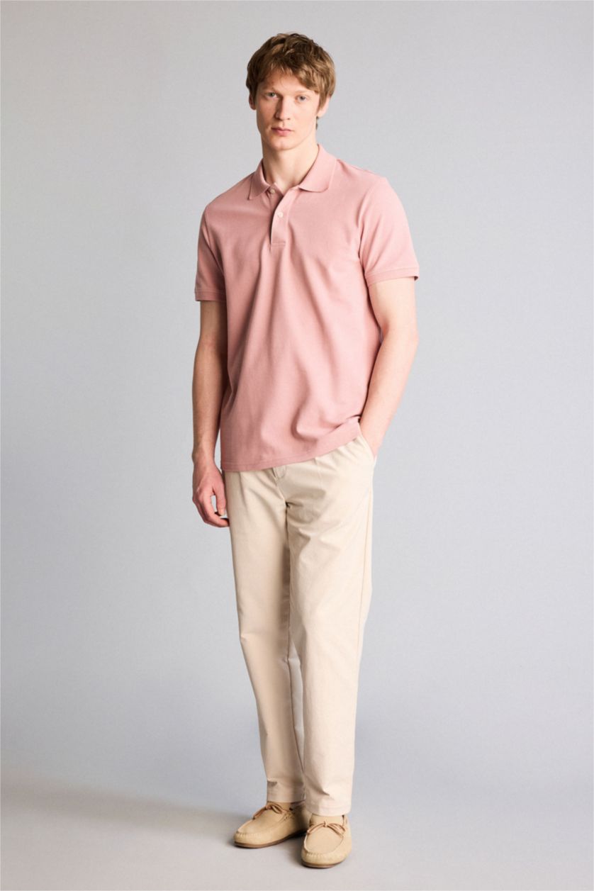 Erkek Gülkurusu %100 Pamuk Polo Tişört