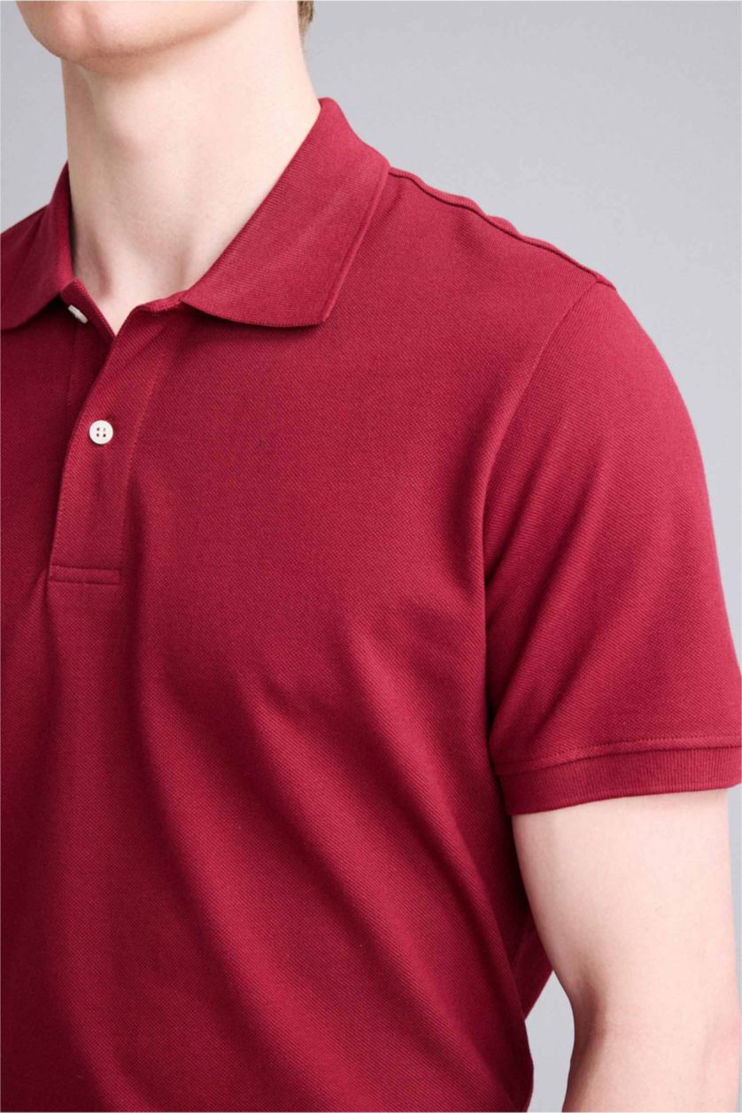 Erkek Bordo %100 Pamuk Polo Tişört