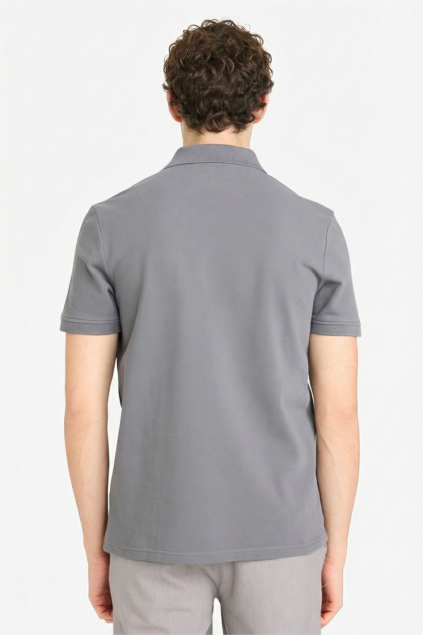 Erkek Gri %100 Pamuk Polo Tişört