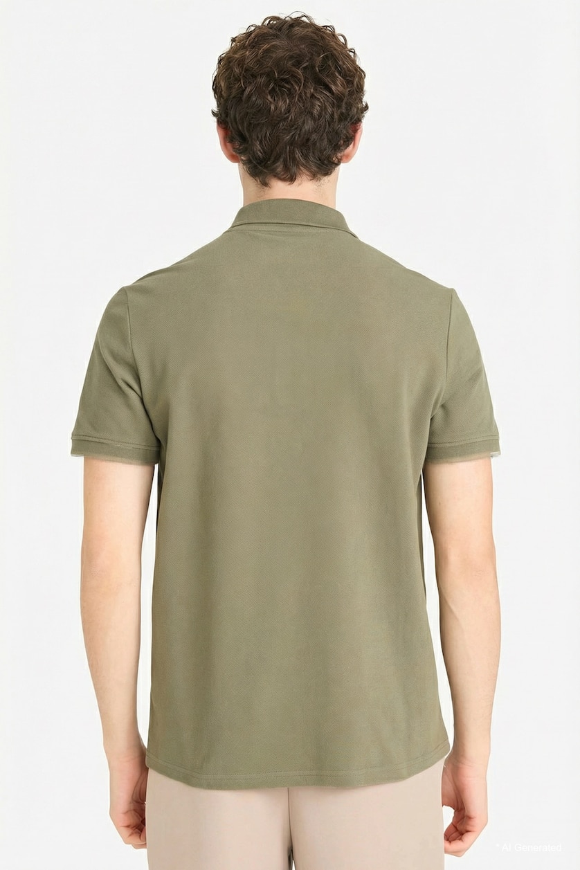 Men Khaki Cotton Polo T-Shirt