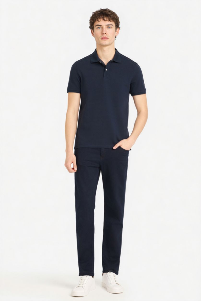 رجال كحلي تيشيرت بولو قطن