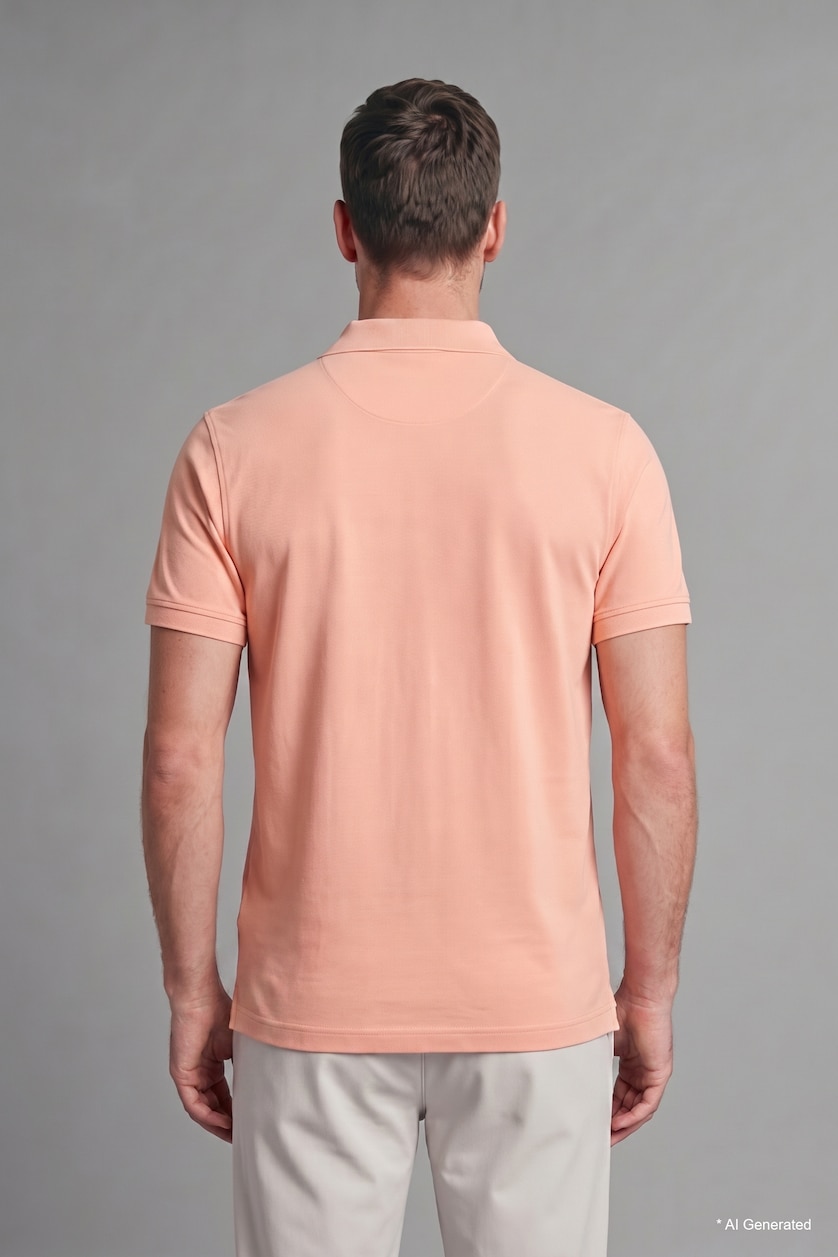 Man Salmon Regular Fit Pique Short Sleeve Polo T-Shirt