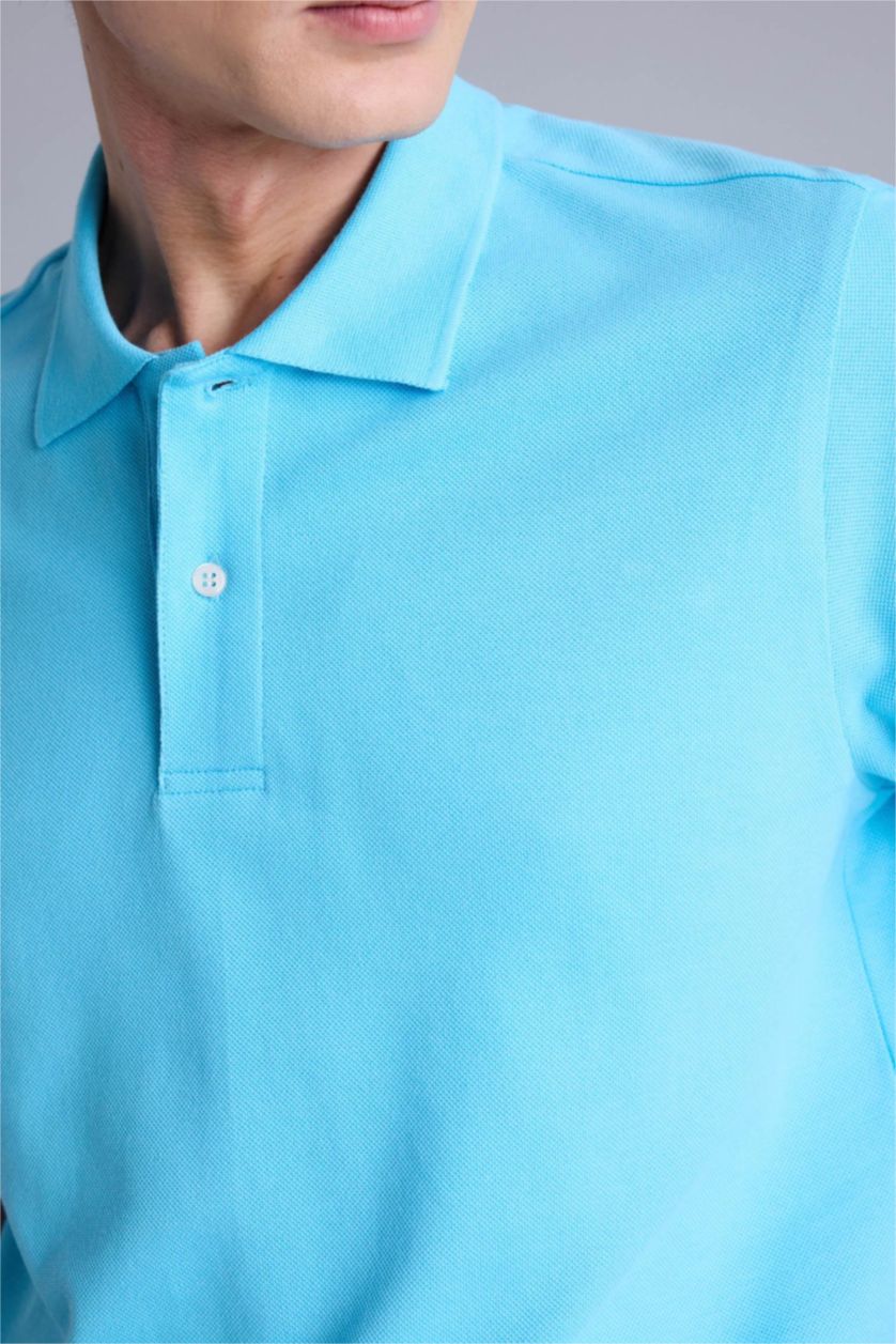 Erkek Turkuaz %100 Pamuk Polo Tişört