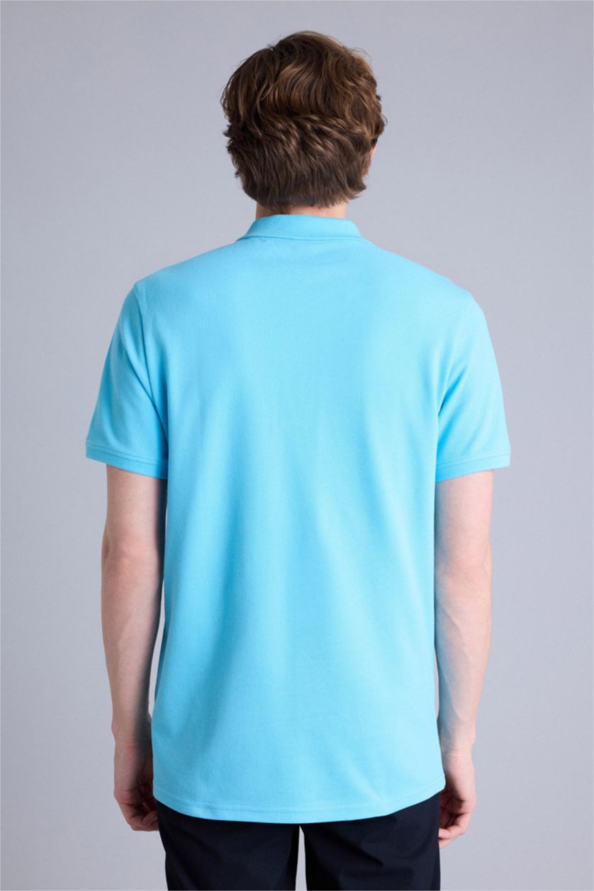 Erkek Turkuaz %100 Pamuk Polo Tişört