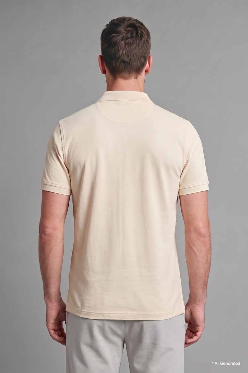 Men Light Yellow Regular Fit Pique Short Sleeve Polo T-Shirt