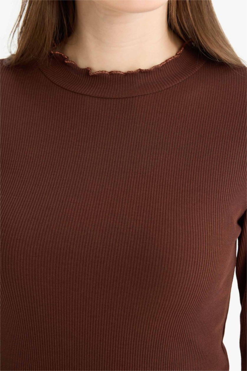 Women Dark Brown Camisole Long Sleeve Tunic