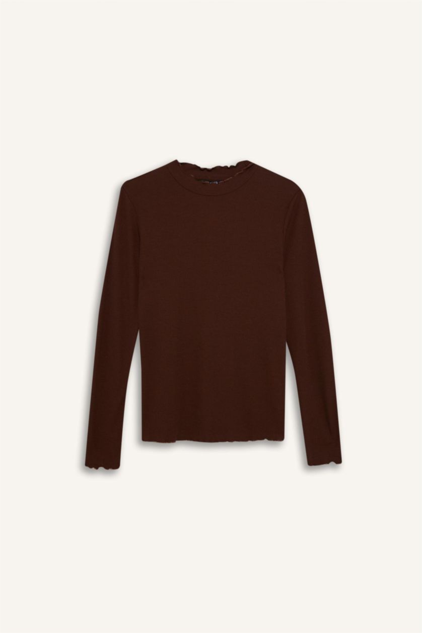 Women Dark Brown Camisole Long Sleeve Tunic