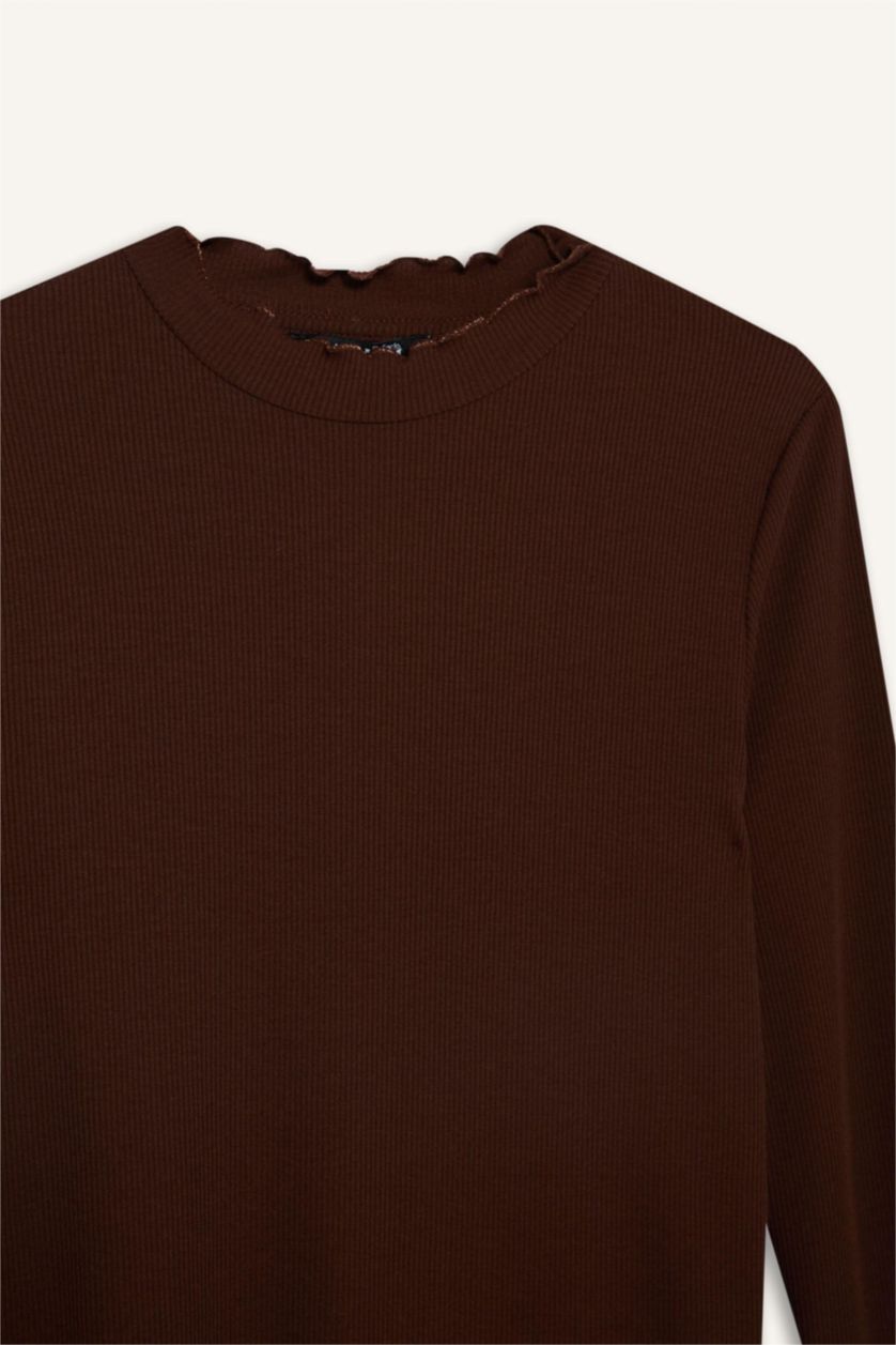 Women Dark Brown Camisole Long Sleeve Tunic