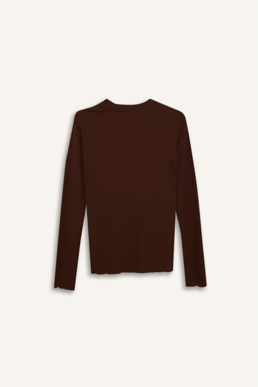 Women Dark Brown Camisole Long Sleeve Tunic