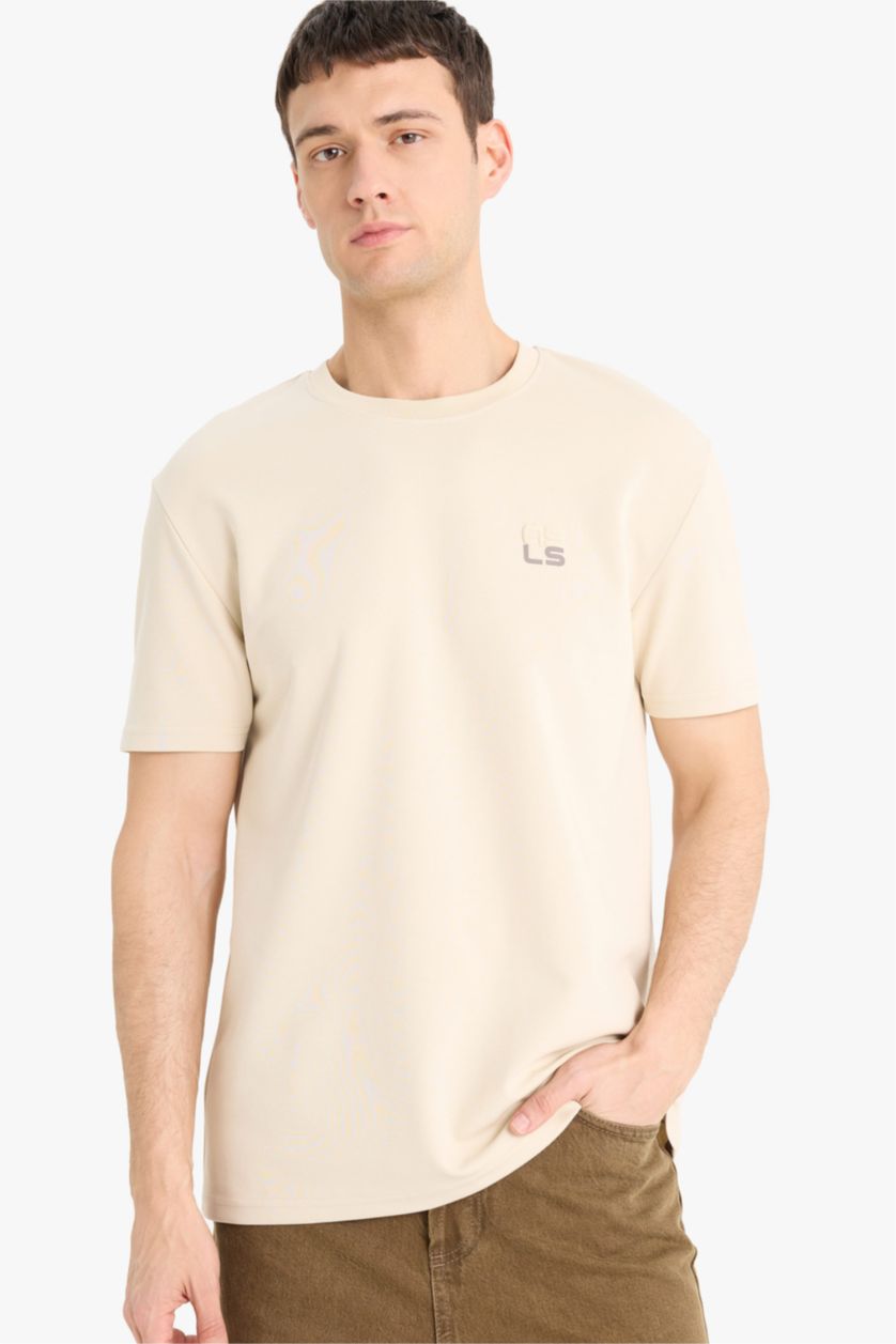 رجال بيج Regular Fit Short Sleeve T-Shirt