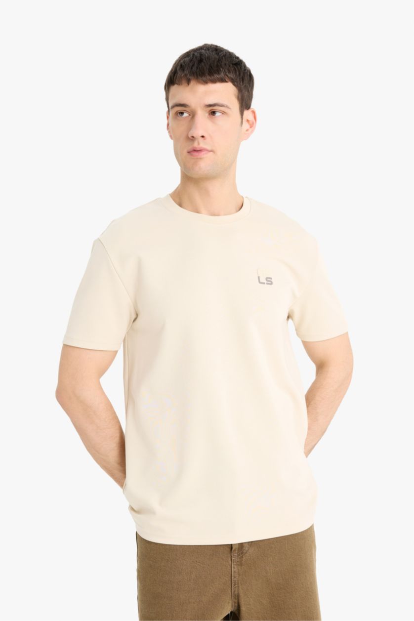 رجال بيج Regular Fit Short Sleeve T-Shirt