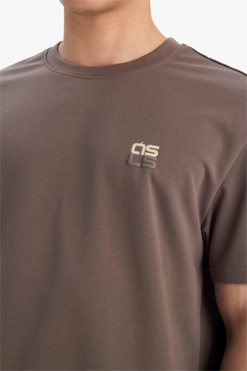 HOMME Marron Clair Coupe Régulière T-shirt à manches courtes