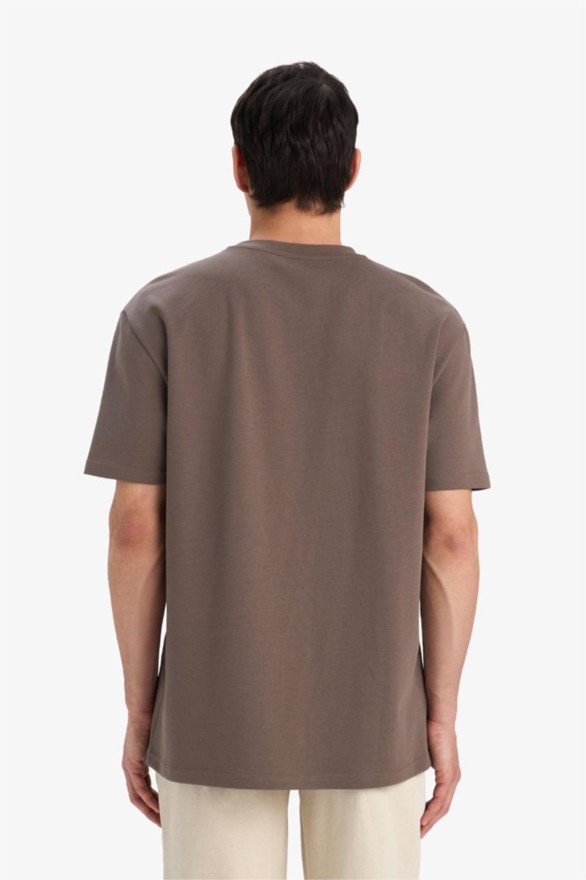 HOMME Marron Clair Coupe Régulière T-shirt à manches courtes