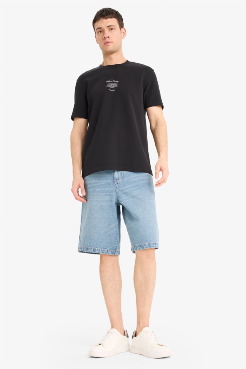 رجال أسود Regular Fit Short Sleeve T-Shirt