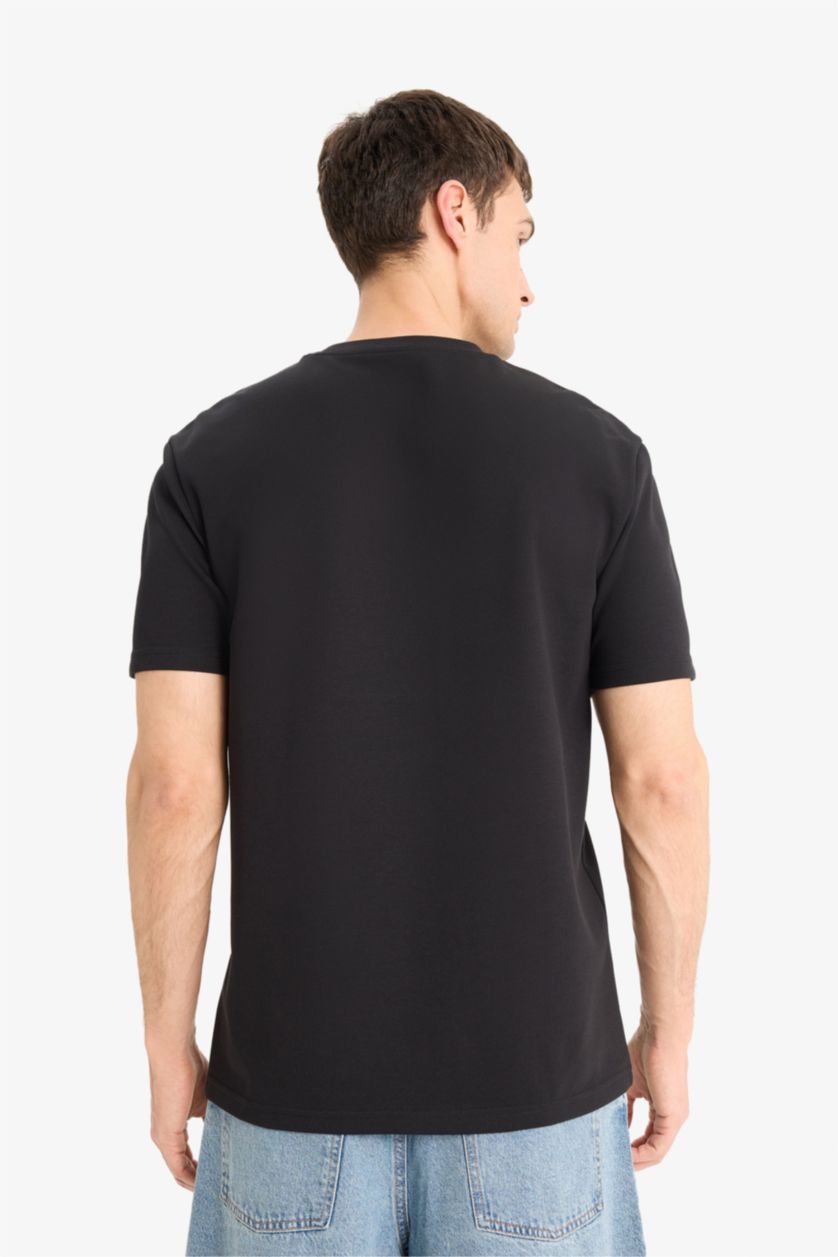 رجال أسود Regular Fit Short Sleeve T-Shirt