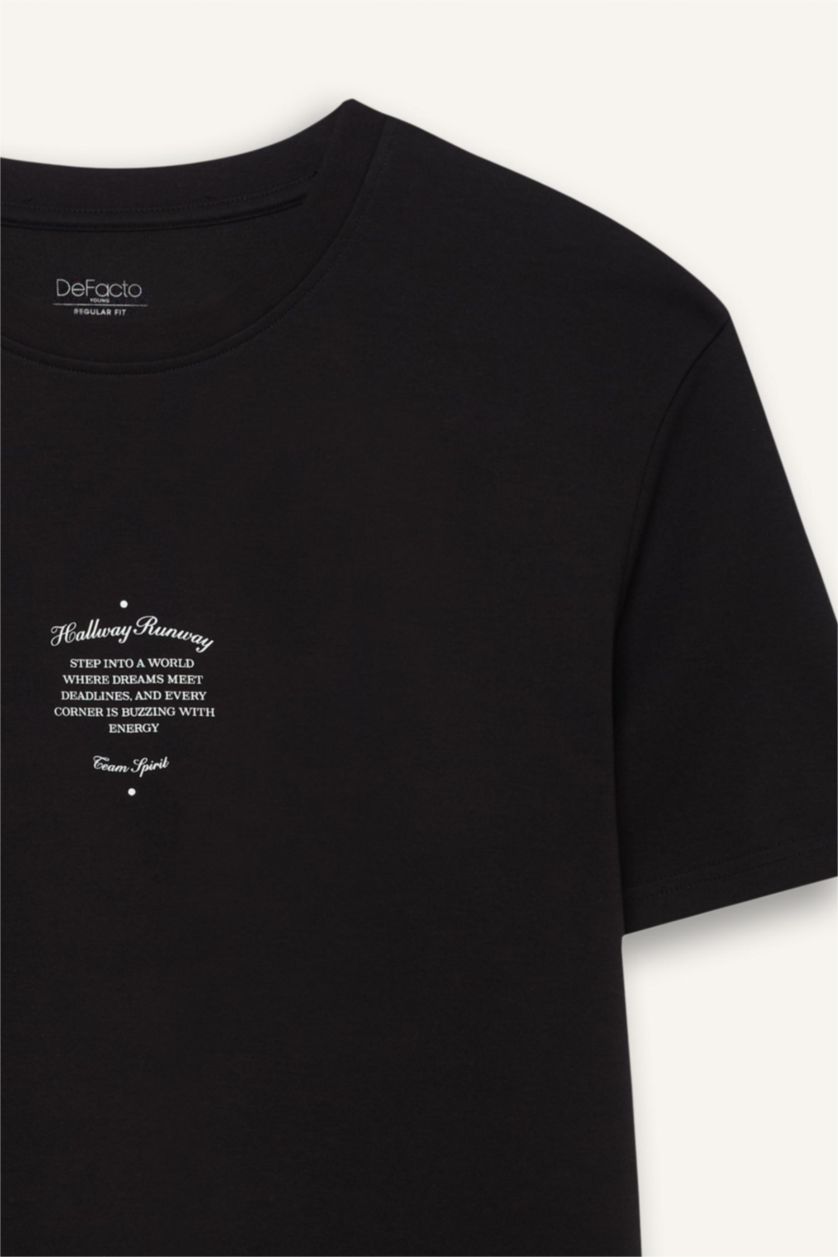 رجال أسود Regular Fit Short Sleeve T-Shirt