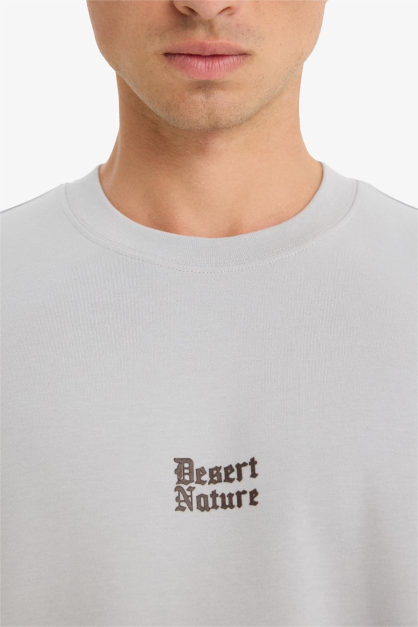 HOMME Gris Clair T-shirt ample imprimé à col rond et manches courtes