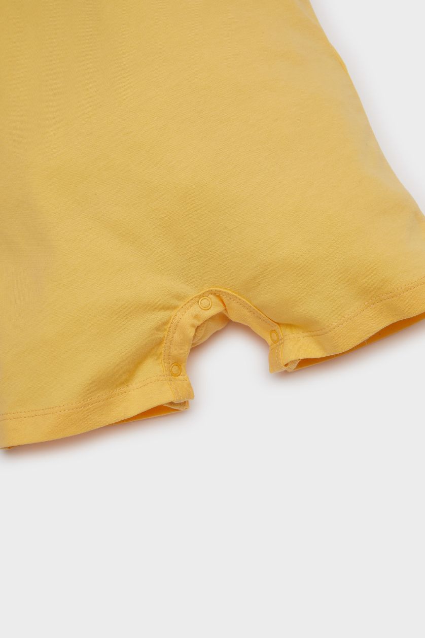 Erkek Bebek Sarı Disney Winnie The Pooh Penye Kısa Kollu Tulum Erkek Bebek Yenidoğan