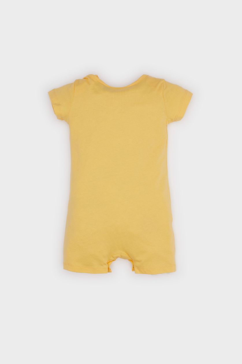Erkek Bebek Sarı Disney Winnie The Pooh Penye Kısa Kollu Tulum Erkek Bebek Yenidoğan
