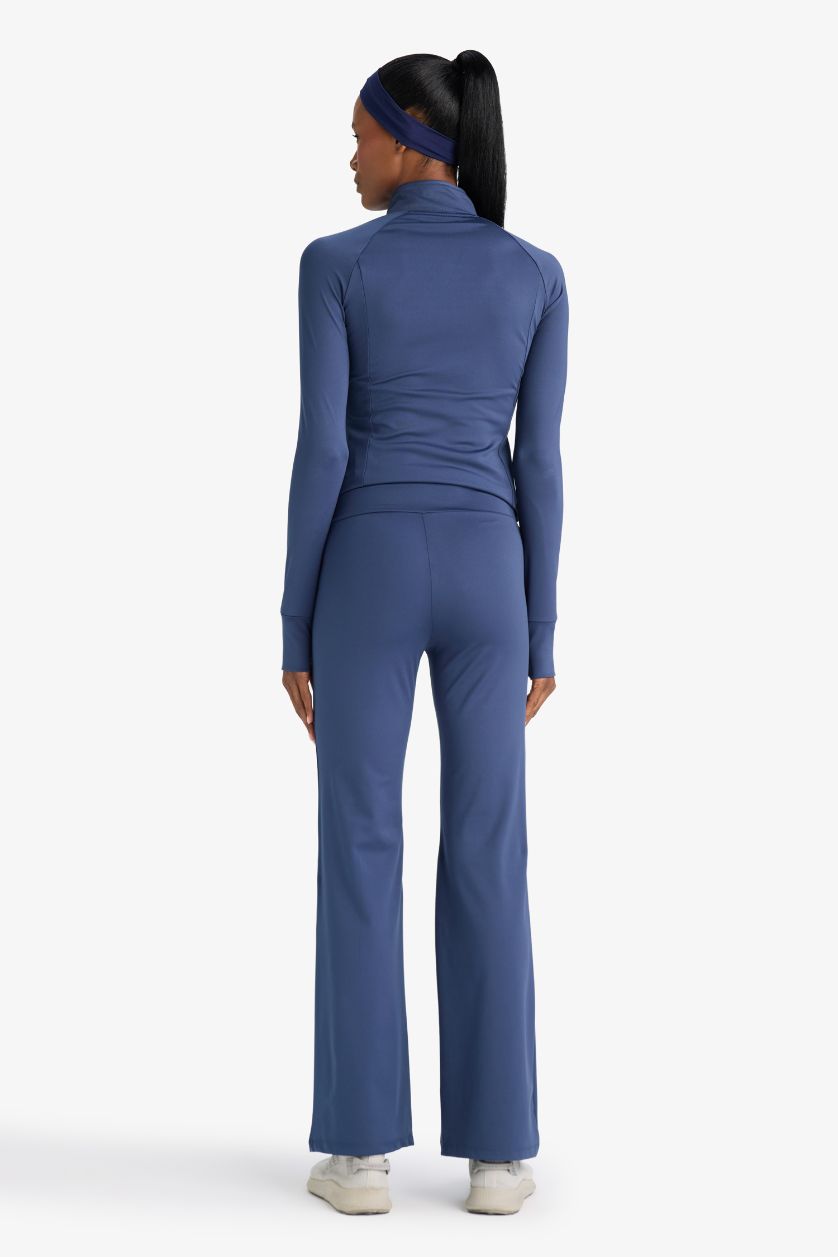 نساء نيلي بنطلون سويت بانتس وايد ليج برجل واسع وخصر عالي ملمس ناعم من DeFactoFit