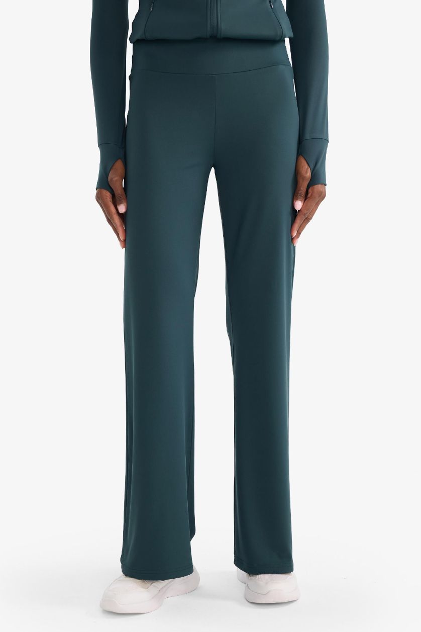 FEMME Vert Pantalon de sport large