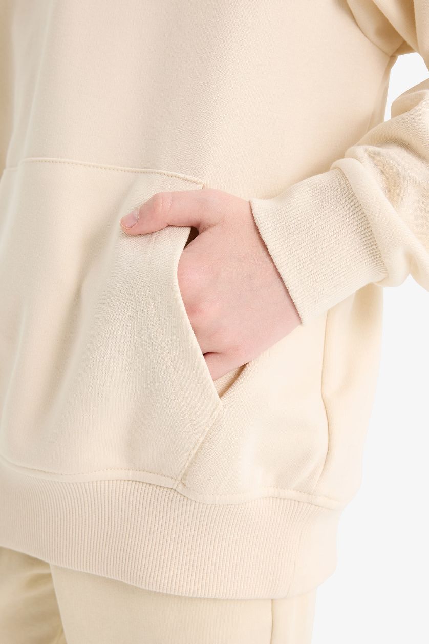 BOYS & TEENS Ecru Boy Regular Fit Hoodie